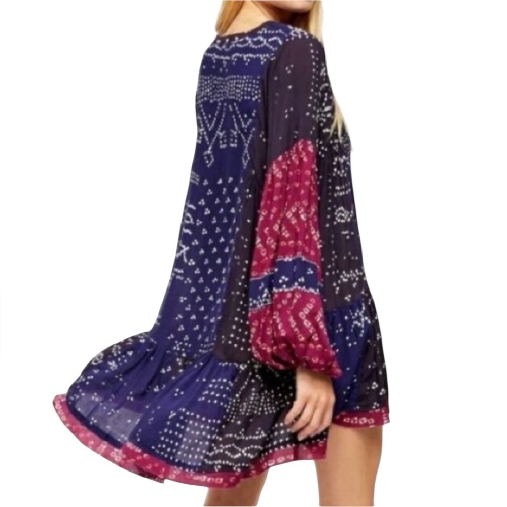 Free People Shibori Patchwork Mini Dress / Tunic - Size: Medium - Picture 2 of 8